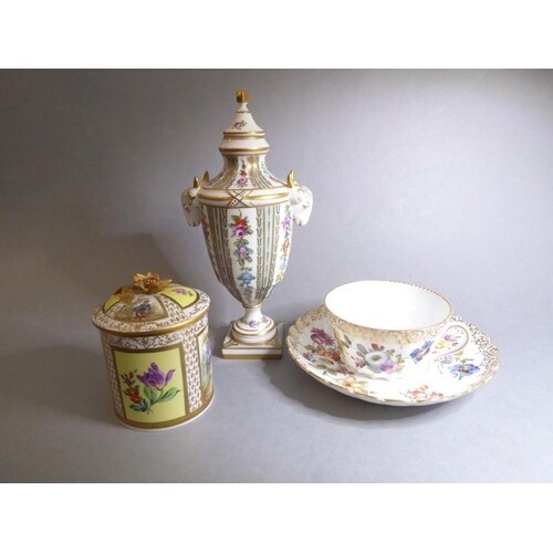Three pieces of Dresden porcelain: a fine neo-classical-styl...