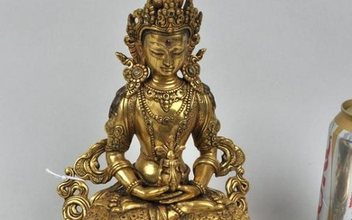 Tibetan Gilt Bronze Figure of Amitayus