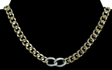 Tiffany & Co 18k WG YG Diamond Curb Necklace