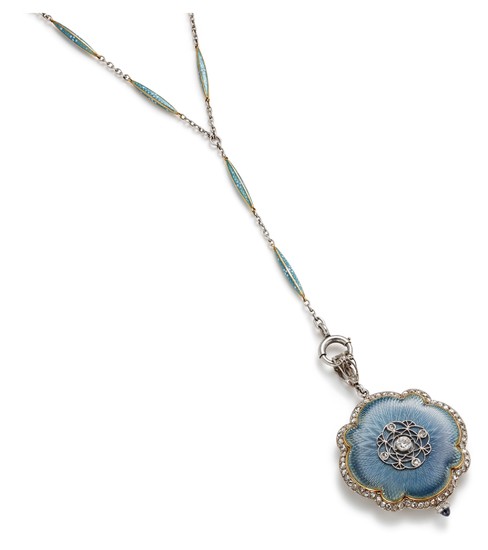 Tiffany & Co., A Belle Époque Diamond, Enamel and Gold Pendant Watch