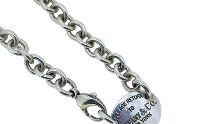 Tiffany & Co. - An oval tag necklace, belcher style links with an oval tag marked 'PLEASE RETURN TO