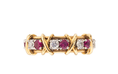 Tiffany & Co., Schlumberger, Ruby and Diamond "Sixteen Stone" Ring