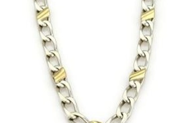 Tiffany & Co. Sterling Silver 18k Yellow Gold Accent Curb Link Chain 16"