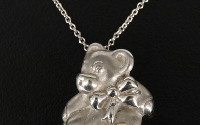 Tiffany & Co. Sterling Teddy Bear Pendant Necklace