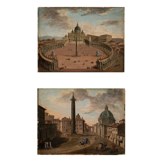 Tommaso Masselli (XVIII secolo) Coppia di dipinti con Veduta...