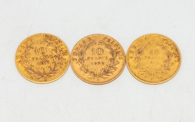 Trois pièces de 10 francs or