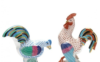 Two Herend Porcelain Roosters