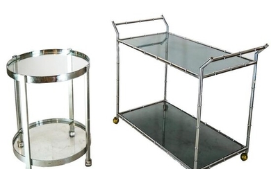 Two-Tier Stainless Steel Tea Cart and Table