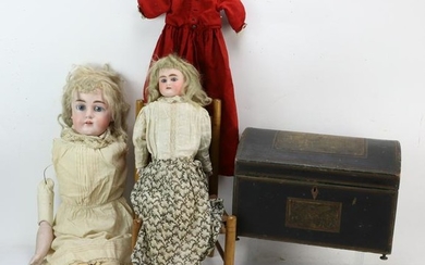 Two Vintage Dolls, Chair and Clothes