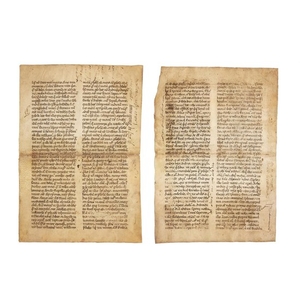 Two leaves from a copy of Seneca the younger, Epistulae Morales ad Lucilium, in Latin, manuscript on parchment [Italy, late thirteenth or early fourteenth century]