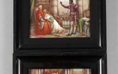 Two porcelain picture plates with scenes from Shakespeare's Othello