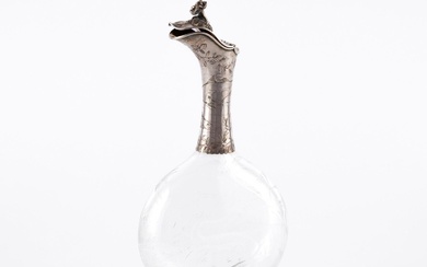UNUSUAL SILVER DECANTER WITH CROCODILE AND FISH