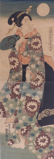 Utagawa Kunisada (Toyokuni III.): Kakemono mit einer Schönheit als Allegorie des Mondes