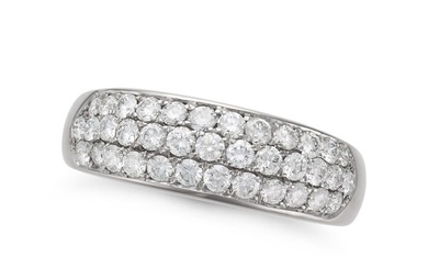 VAN CLEEF & ARPELS, A DIAMOND RING in 18ct white gold, pave set with three rows of round brillian...