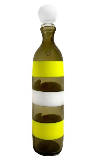 Venini, designed by Fulvio Bianconi, bottle. Year 1983/1987. Talpa...