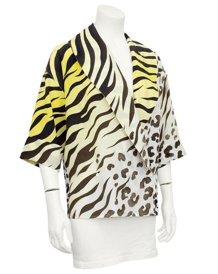 Versace Leopard and Tiger Print Short Sleeve Blouse