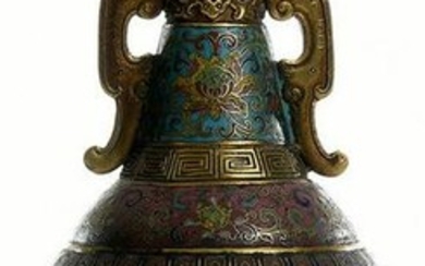 Very Fine Chinese Cloisonne and Gilt Vase