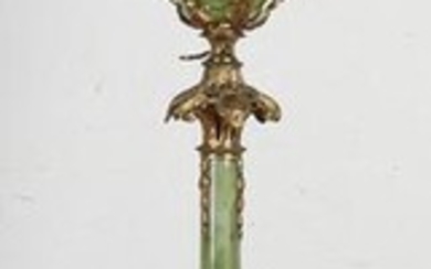Very rare gilded 19th century standing paraffin lamp