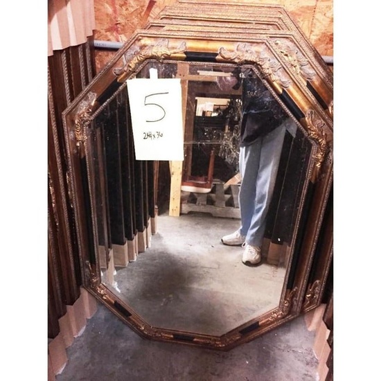 Victorian Carved Octagonal Beveled Mirror