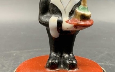 Vintage Ceramic Butler Figural Trinket Box, Hinged