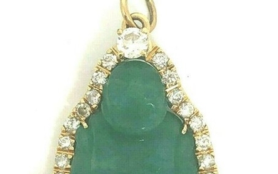 Vintage Jade Diamond Buddha Pendant