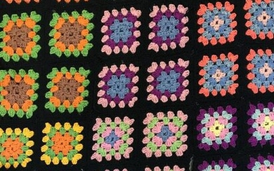 Vintage Multi Toned Crochet Blanket