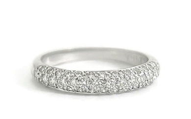 Vintage Pave Diamond Wedding Band Ring 18K White Gold, Size 4.25, 1.73 Grams