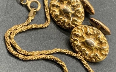 Vtg 18K Yellow Gold Bracelet & 14K Gold Cuff Links