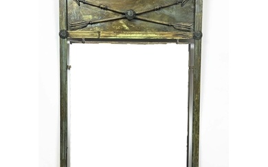 WALL MIRROR, 1940s French, Neo-classical design bronze frame...