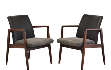 Walnut Mid-Century Modern Lounge Chairs - a Pair