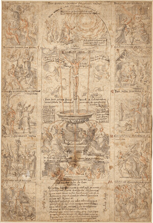 Wierix, Hieronymus - zugeschrieben – Emblematische Darstellung mit der Fons Pietatis