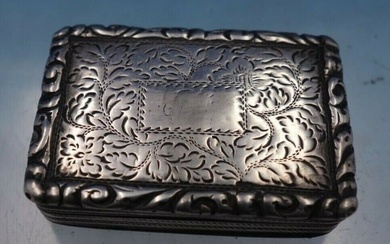 William Simposon WS English Sterling Silver Vinaigrette Box Hand Engraved