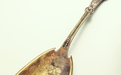 Wood & Hughes coin silver medallion berry spoon.