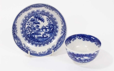 Worcester blue and white tea bowl and saucer