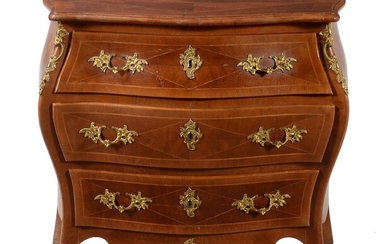 Y A French chestnut and kingwood banded commode in Louis XV/XVI transitional style