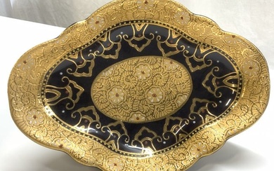 YFSL Cobalt & Gilt Footed Porcelain Asian Bowl