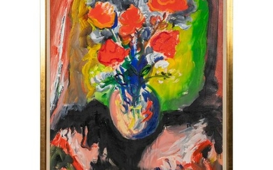 Yehuda Chaki b.1938 Floral Still Life Oil Painting