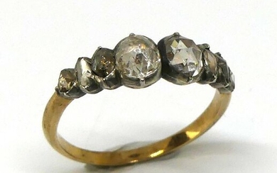 Yellow gold and silver river ring set with rose-cut diamonds. Antique work. Gross weight 3.08 g TDD 62