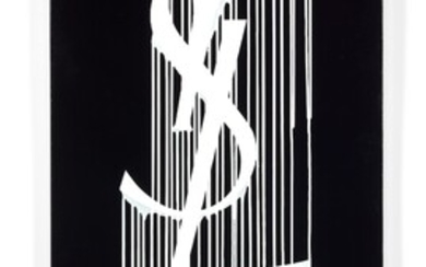 ZEVS (Français - Né en 1977)YSL Liquidated Logo noir et blanc- 2014Liquitex sur toileSignée au...