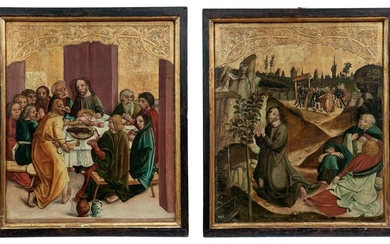 Zwei gotische Tafelbilder mit Szenen aus der Passion