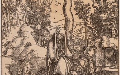 after Albrecht Dürer (*1471), The Lamentation of Christ, Great Passion of Christ, 18th c., Woodcut