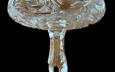 grand centre de table en cristal, taillé avec étoile de fronde, H-23 cm, D-17 cm