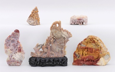 iGavel Auctions: Group of (5) large Chinese hardstone carvings. FR3SH.