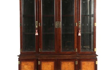 Haverty's Ash Burl Art Deco Style Ash Burl Hutch Cabinet, cir 1990s