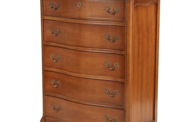 Basset "Marseille" Cherry Finish Wooden Chest of Drawers with Glass Top
