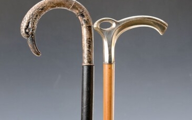 walking-stick, German, around 1900, 800 silver, handle in...