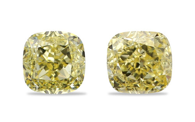 0.84ct Loose Pair of Diamonds Fancy Yellow GIA