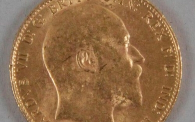 1 British Sovereign in Gold, Profile Edward VII, 1907. Weight : 7.90 gr