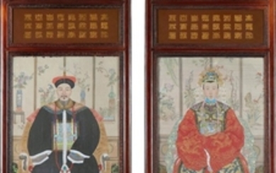 Pair Chinese ancestor portraits (2pcs)
