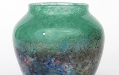 A Moncrieff's Monart Ware glass vase, shouldered f…